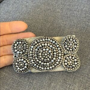Silver Beaded Cuff Bracelet